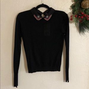 Zara long sleeve bejeweled top